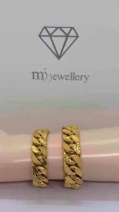 MJ Jewellery 916/22K Gold Hollow Sand Curb Bracelet T012L