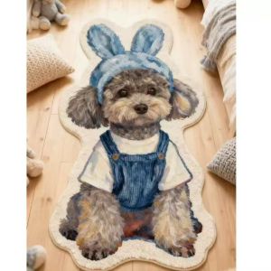 VIKAMA Schnauzer Hình Chó Thảm Mềm Mại Sang Trọng Chống Trơn Trượt Có Thể Giặt Người Yêu Thú Cưng Trang Trí Nhà Thảm Hoạt Hình Đầu Giường Sàn