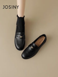 Josiny | Easy Slip-On Black Flats British Vintage Style Loafers