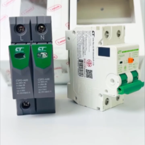 ชุดเมนเซอร์กิตเบรกเกอร์กันดูดRCBOและตัวกันฟ้าผ่า Surge protection พร้อมกล่องพลาสติก