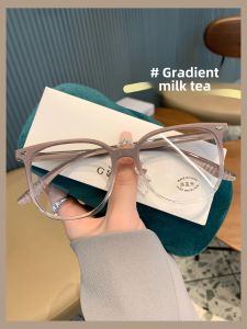 Retro Square TR90 Korean Style Glasses Myopia Women Can Be Matched with Degree Lens Natural Slim Brown Frame Fashionable