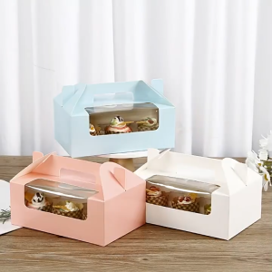 10 PCS 2 4 6 Holes Cupcake box with handle Pastry Box Gable box Cookies Brownies Banana loaf Box 98/255 Re-Generate