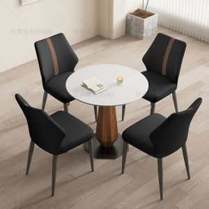Modern Minimalist White Rockboard Dining Table And Chairs Set Luxury Reception Balcony Small round Table Home Furniture