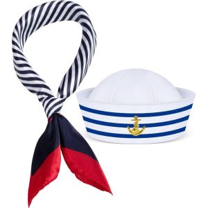 Sailor Hat for Adults – Captain Hat Costume Accessory for Men and Women Ideal for Halloween Cosplay Yacht Parties