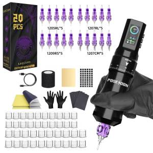 LASTJUDG Tattoo Machine Set-Tattoo Pen with 20Pcs Tattoo Needles Cartridge and 1800mAh Wireless Power Supply Rotary Tattoo Machine and Tattoo Supplies for Artist