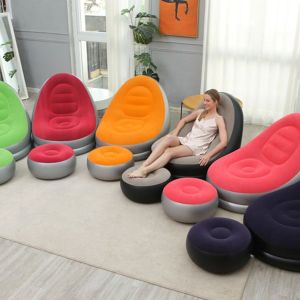 1pc Foldable recliner inflatable sofa footstool combination for travel and vacation office lounge chair perfect pool decor