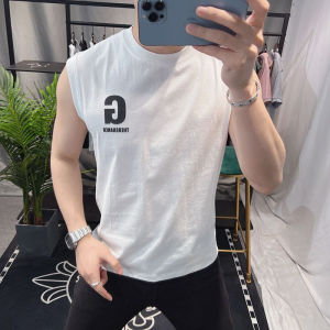 American Style Sleeveless round Neck T-Shirt Slim Fit Mens Summer Vest Fashion Brand High End Youth Popular Printed Cotton