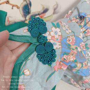 Flower Chinese Style Dress Pet Clothes Dog Clothing Cotton Linen Spring and Summer Cute Princess Poodle Bichon