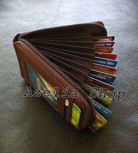 Dompet Kartu kulit sapi wanita-pria muat banyak