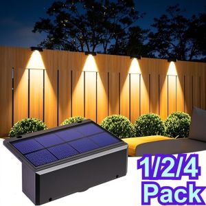 Solar Powered Fence Lights Outdoor Waterproof LED Spot Lens Solar Lamp for Outside Deck Yard Rail Designed for Wall Lighting