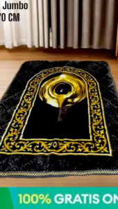 Sajadah Turki Kiswah Hitam Tebal Lembut & Ukuran 110x70cm Bahan Bulu Lembut Anti Slip