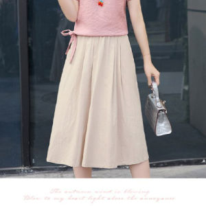 Fashionable Artistic Casual Midi Skirt Set Summer 2024 plus Size Womens Ensemble Polyester Blend Two-Piece Suit