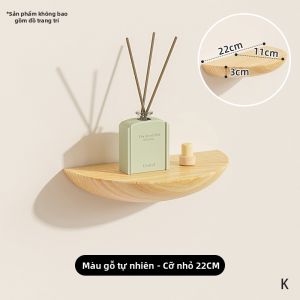 Kệ Treo Tường Gỗ Nguyên Khối Mẫu Nửa Tròn Phong Cách Bắc Âu Trang Trí TV Không Cần Khoan
