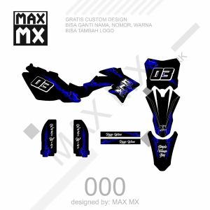 Desain Unik & Keren Decal Fullbody DTracker dengan Sticker Motif Petir Hitam List Biru