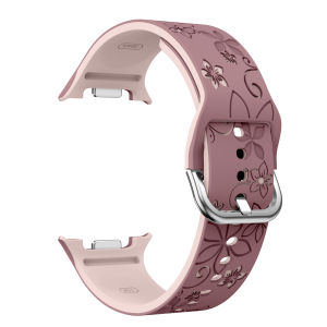 Silicone Carved Print Watch Strap for Samsung Galaxy Watch 8 Classic 46mm/Watch 8 40 44mm Bracelet for Samsung Watch 8 Wristband