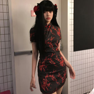 New Chinese Style Cheongsam Dress Halloween Christmas Cosplay Uniform Soft Girl Maid Skirt Short Cheongsam Daily Wear
