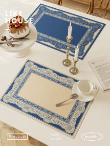 French Ilodi Pattern Leather Dining Table Mat Waterproof Oil Resistant Western Dining Pad High End Sense Bowl Plate Mat Heat Insulation