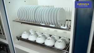 Giá bát đĩa cố định Eurogold dạng chữ V Inox (1 bát + 1 đĩa + 1 khay nước inox)