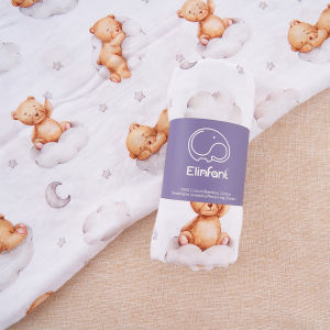 Elinfant Popular Digital Print Bamboo Cotton Muslin Swaddle Blankets High Quality 120*110cm Newborn Baby Bath Towel Wrap