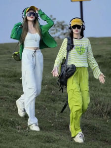 Casual Loose Striped Letter Print Long Sleeve T-Shirt Womens Autumn New Unique Beautiful Top Fashionable Comfortable Tee