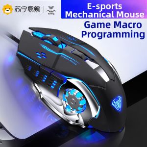 AULA | Aula Wolf Spider Wired Gaming Mouse USB Mechanical Silent for Notebook Computer LOL CF Drivers Included Optical Resolution 2400dpi