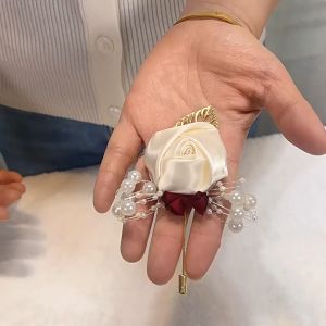 Corsage Jas Yang Halus Boutonniere Wedding Bunga Jas Pin Jas Flowers Ribbon Satin