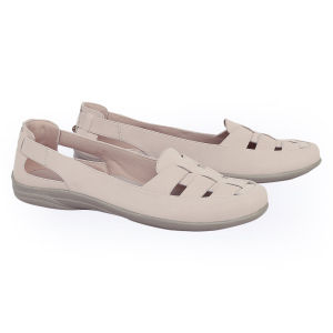 Catenzo KS 810 - Sepatu Flat Shoes Casual Wanita Bahan Kulit Sintetis Warna Cream