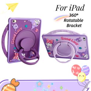 Cartoon Tablet Case For iPad Air4/Air5/Pro 11/iPad 9.7 /iPad 10.2/iPad Mini6 Case Soft Silicone iPad Skin With 360° Rotatable Bracket and shoulder strap