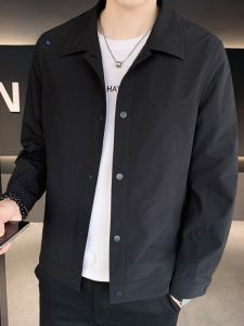ROMON | Lormen Mens Casual Short Coat Collar Workwear Jacket Windproof Fashionable Spring Autumn New Style Polyester Fiber 100%