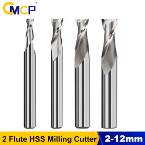 CMCP 1PC 2 Flute HSS End Mill 2mm-12mm CNC Straight Shank Milling Cutters Woodworking Tool For Aluminum Stainless Metal