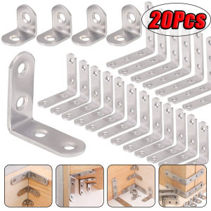 20pcs Stainless Steel Right Corner Brace with Screws 90 Degree Right Angle Corner Brackets L Shape Furniture Joint Shelf Support Metal Corner Bracket for Shelves Cabinet Dresser Chair Furniture