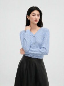 Koradior | Winter New Arrived French Deep V-Neck Merino Wool Sweater