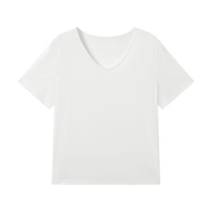 Loose Fit V-Neck Dance T-Shirt Elastic Pure Color Summer Top for Women Casual Streetwear Dancewear Comfortable Breathable