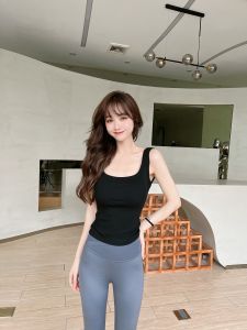 เสื้อกั๊กสายเดี่ยวคอวีปadded ป้องกันการสัมผัสกับแสงสำหรับผู้หญิง ทรงเข้ารูป สไตล์เกาหลี ใส่ได้หลากหลาย ชุดชั้นในแบบสวมสบาย