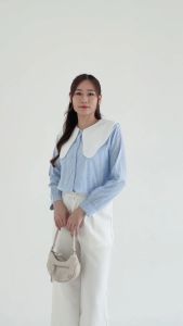 Usagi Blouse Top Atasan Wanita Lengan Panjang Salur Garis Orecca