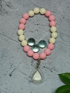 สร้อยประคำมือ21เม็ด(สีขาว สีชมพู สีชมพูขาว)พร้อมพระผงจักรพรรดิลูกแก้วจักรพรรดิและคาถามหาจักรพรรดิ