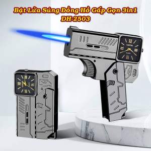 BẬT LỬA SÚNG ĐỒNG HỒ GẤP GỌN 3IN1 DH-2503 - (XÀI GAS) _ Độc Lạ AI2