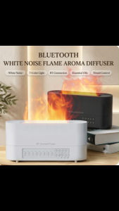 Flame Aroma Diffuser with Bluetooth Speaker & White Noise | 7-Color LED Flame Light Air Humidifier