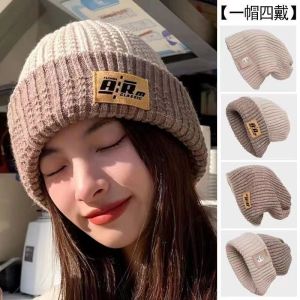 Mũ Len Dệt Kim Dày Hai Mặt Mùa Đông Ấm Áp Bảo Vệ Tai Phong Cách Hàn Quốc Đa Năng Cho Thanh Thiếu Niên Và Người Trung Niên