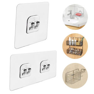 Transparent Punch-free Wall Hook Strong Self-Adhesive Heavy Load Kitchen Bathroom Storage Hanger Double Hooks Wall Mount Holder