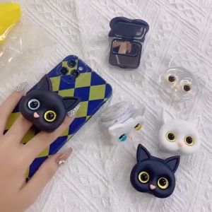 CUTE CAT MOBILE PHONE GRIP 3D CAT PHONE HOLDER WITH MIRROR