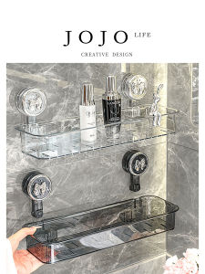 Bathroom Vanity Organizer Rack Luxury Style Single Layer Pet+Abs Material Adhesive Bathroom Storage Shelf Toilet Paper Holder