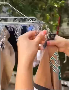 Household Stainless Clothes Socks Drying Rack With 40clips Outdoor Windproof Underwear Drying Clip Hanger Rack