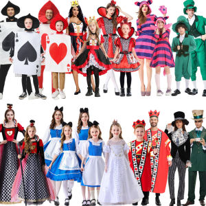 Halloween Alice in Wonderland Cos King Alice White Queen Mad Hatter Parent-Child Role Play Costume Polyester Material