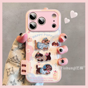 imobile | Ốp Lưng iPhone Chống Sốc Toàn Bộ Ống Kính Da Thêu Hình Chó Đáng Yêu