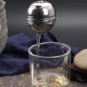 Lọc inox hình tròn cao cấp bóng lọc trà dụng cụ lọc gia vị inox có dây treo tiện lơi siêu bền-HAUSE