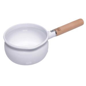 Japanese Style Enamel Single Handle White Small Milk Pan Cute Baby Milk Supplement Soup Pot No Coating for Gas Stove