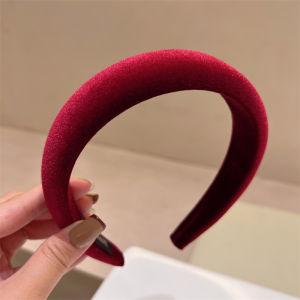 Red New Year Retro Hong Kong Style French Sponge High Hairline Headband Womens Fashion Hair Accessories Korean Style
