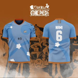 Bandai | 2026 One Piece Anime NAMI NO.6 3D Print Football Jersey for Mens Tshirt Summer Sports Shirt Casual Tees Kids/Adult Tops Y2K
