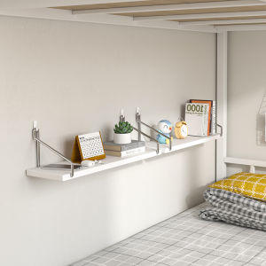 No-Drill Wall Mounted Shelf Student Dormitory Bed Head Storage Rack Bedroom Organizer Artificial Board Shelf for Upper Bed